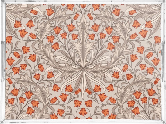 Acrylic Serving Tray with Handles Spill Proof Kitchen Storage Tray Clear Decorative Tray Makeup Drawer Organizer Storage Tray for Bathroom Living Room Ottoman 15.7x11.8Inches