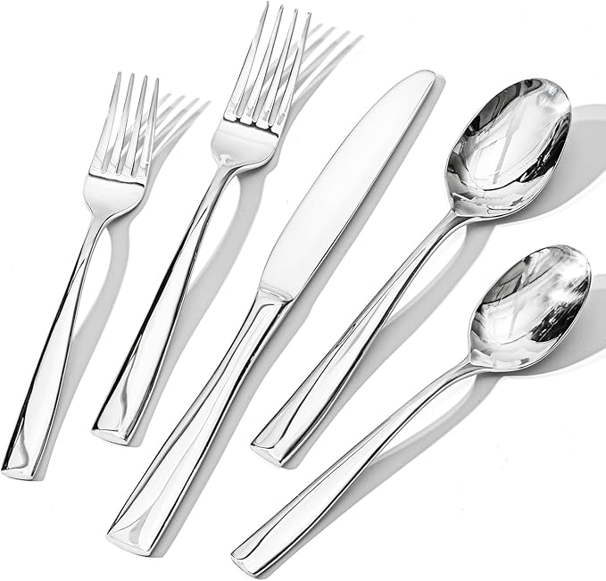 HIKAA 20-Piece Silverware Set for 4, Heavy Duty Stainless Steel Flatware Cutlery Set For Home Kitchen Restaurant Hotel, Kitchen Utensils Set, Mirror Polished, Dishwasher Safe