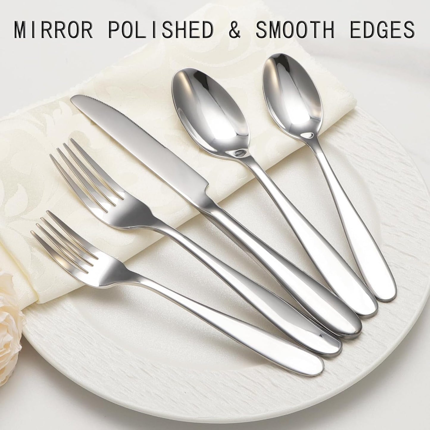 20-Piece Silverware Set, Flatware Set for 4, Food-Grade Stainless Steel Tableware Cutlery Set, Mirror Finished Utensil Sets for Home Restaurant, Forks Spoons and Knives Set, Dishwasher Safe