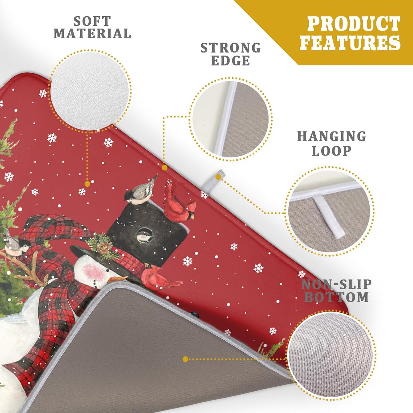 Christmas Tree Snowman Dish Drying Mats for Kitchen Counter 18×24 Inch Bird Snowflake Large Microfiber Drying Mat Kitchen Accessories Dish Rack Mat Drainer Pad Washable Absorbent