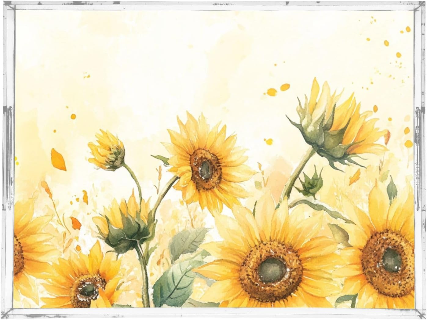 Acrylic Serving Tray with Handles Spill Proof Kitchen Storage Tray Clear Decorative Tray Makeup Drawer Organizer Storage Tray for Bathroom Living Room Ottoman 15.7x11.8Inches