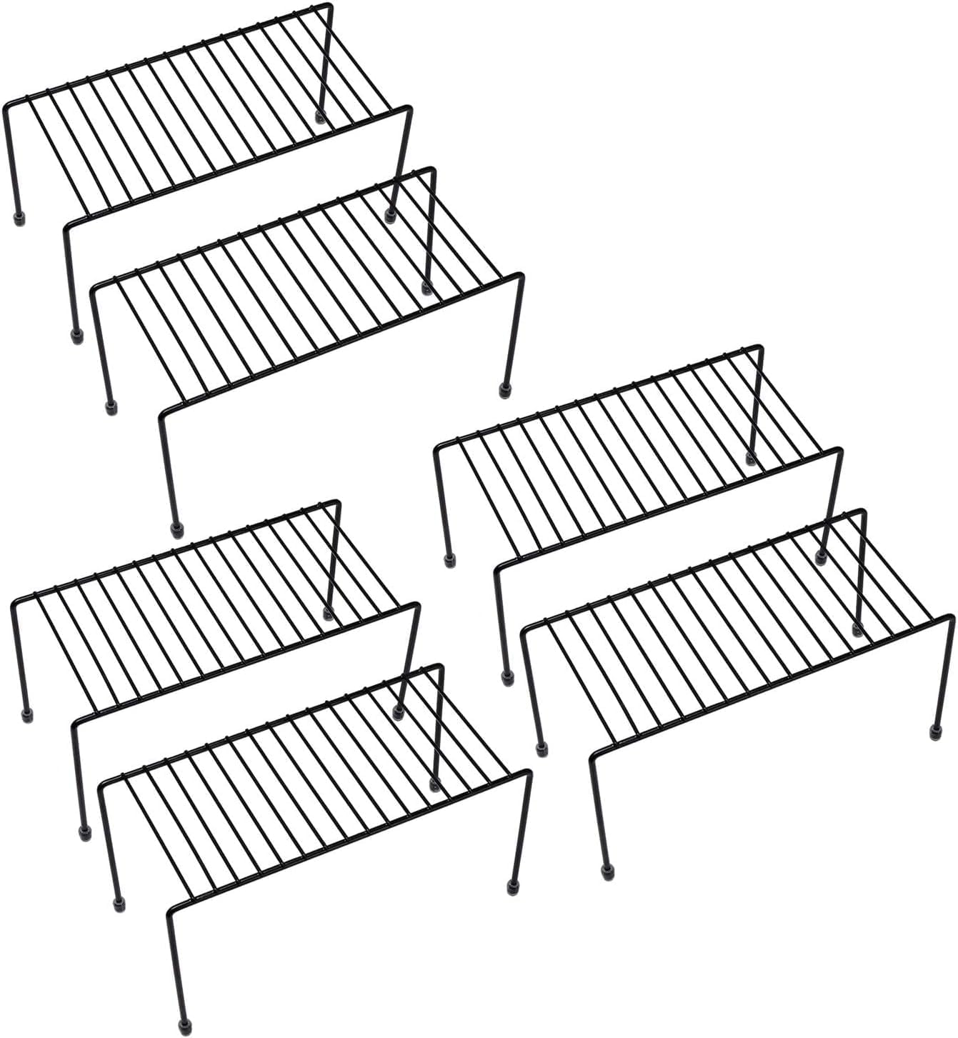 Kitchen Shelves, Cabinet Organization Mini Storage Shelf, Storage Rack Organizer for Kitchen, Fridge, Cabinet, Bathroom (Black 6)