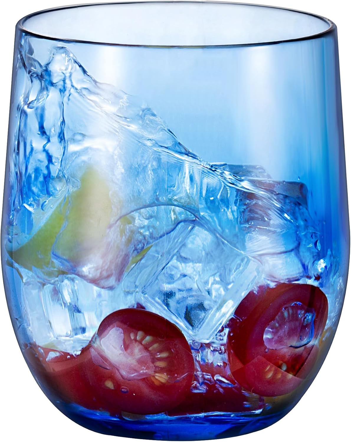14-ounce Plastic Stemless Wine Glasses, All Purpose Arcylic Glasses, set of 6 Blue Reusable Shatter-resistant Dishwasher Safe