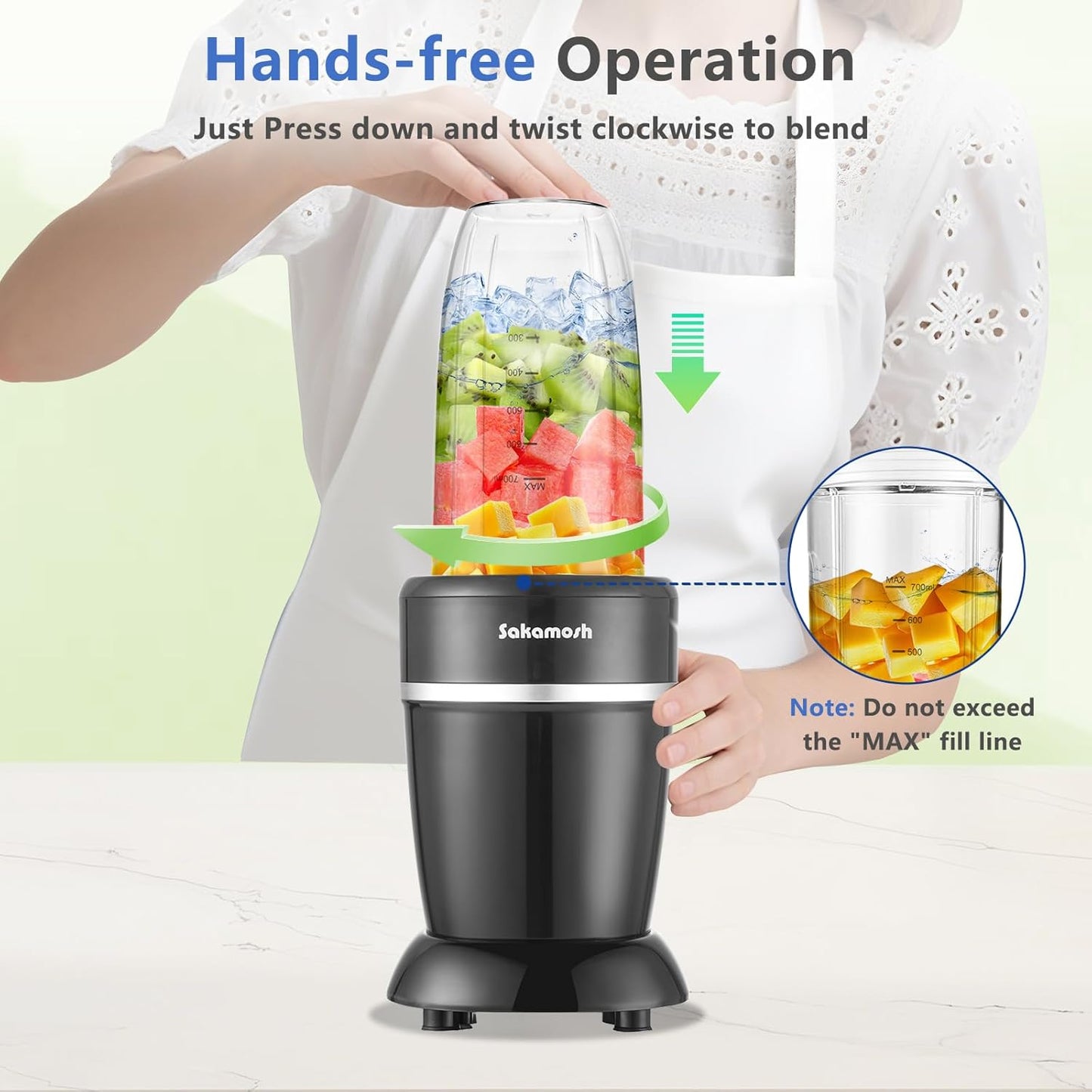 1200W Personal Blender for Shakes and Smoothies, 12-Piece Portable Blender Combo with 6-Fin Blades, 2 To-Go Cups for Juices, Frozen Drinks, Baby Food & More
