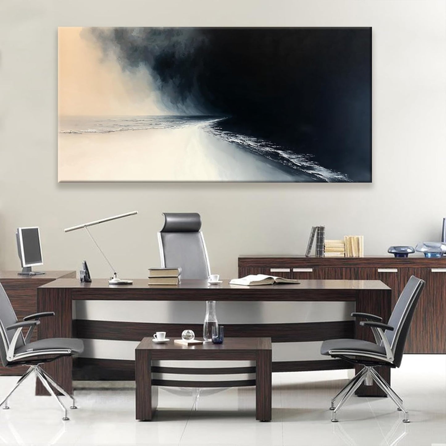 Tsomzxng Large Abstract Wall Art For Living Room Modern Canvas Art Wall Decor 29 X 58 Inches Black And White Wall Art Painting Print Abstract Wall Decor Picture For Bedroom Office Hotel Artwork