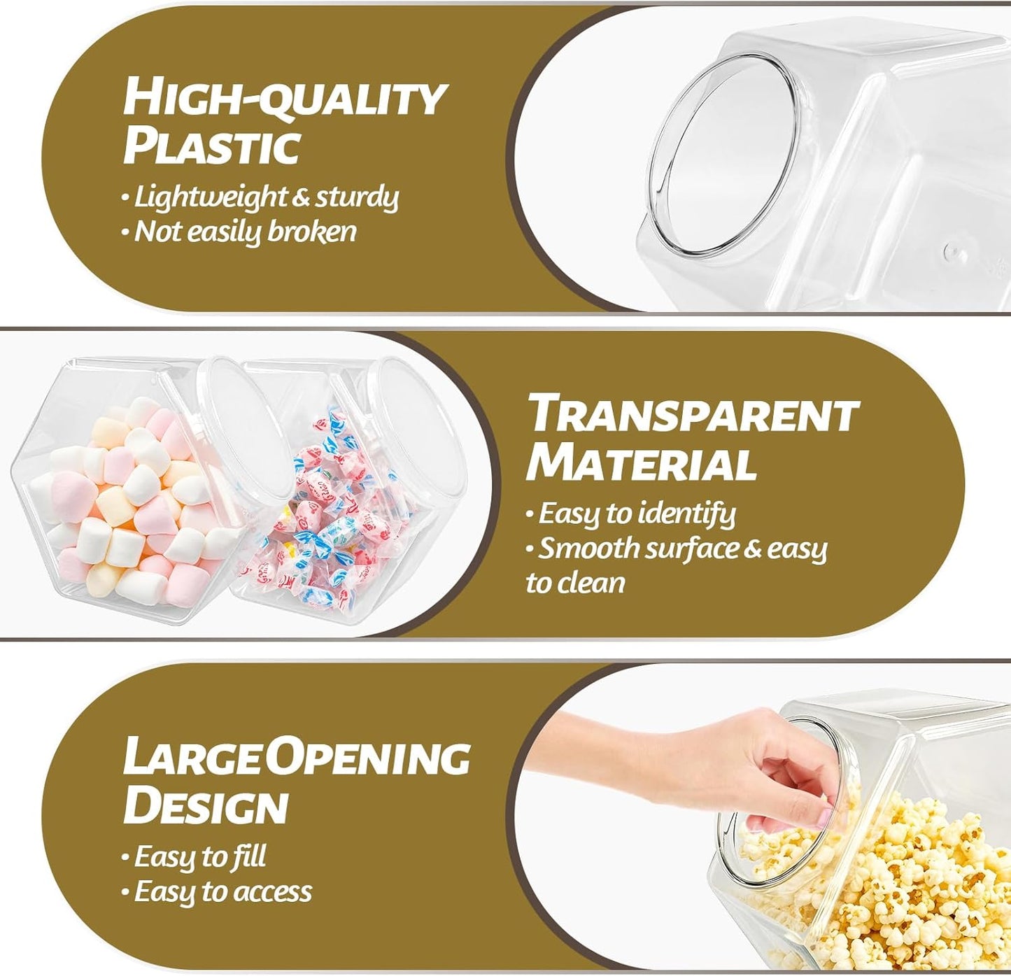 4 Pcs Plastic Candy Jars,71 Oz Clear Plastic Cookie Jars,Hexagonal Candy Containers with Lids for Kitchen,Dry Food,Candy,Dog Food,Cookies,Coffee Pod,Laundry Pod