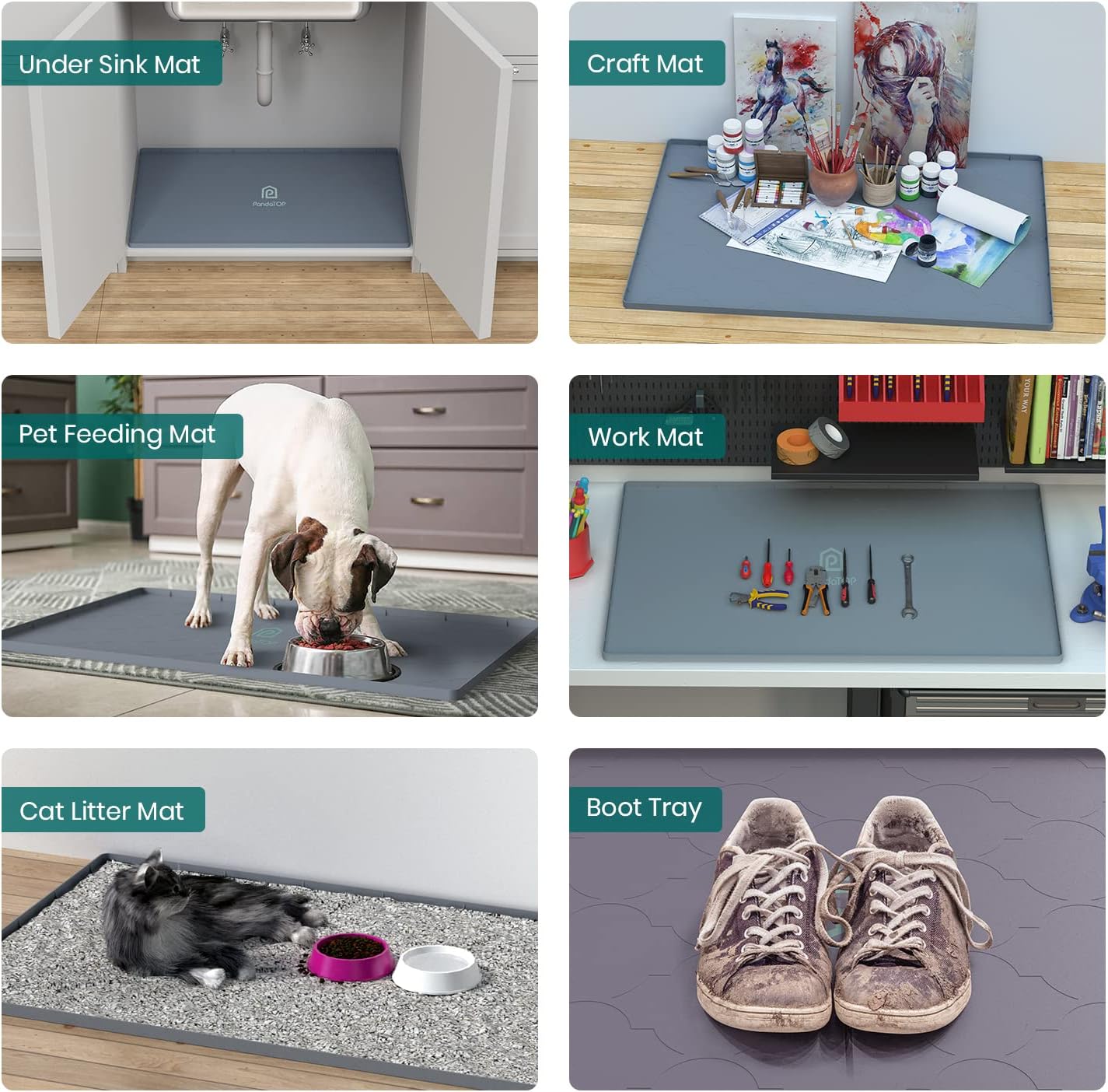 Under Sink Mat, 25" x 22" Silicone Kitchen Cabinet Tray, Waterproof & Flexible Under Sink Liner for Kitchen Bathroom and Laundry Room