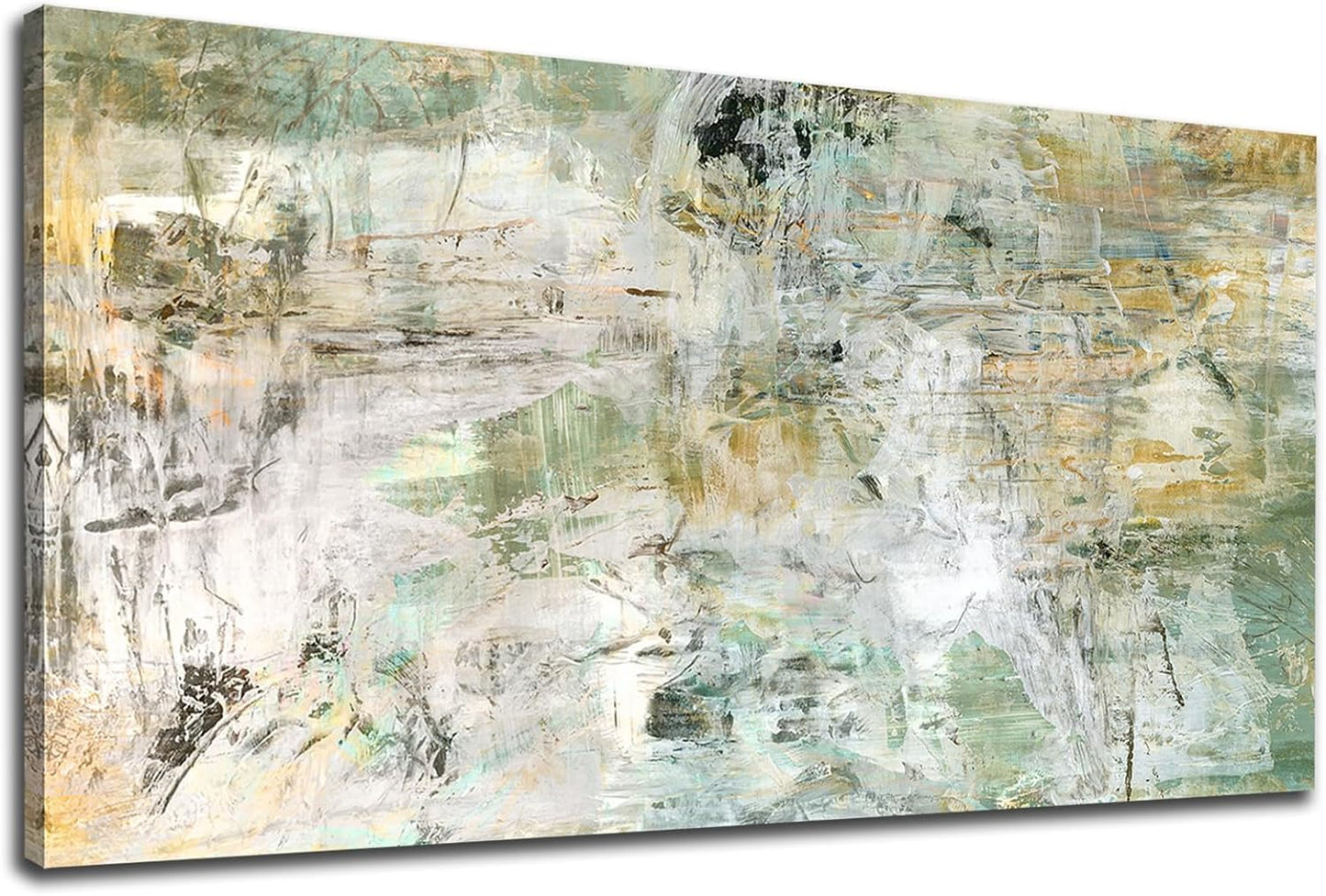 NINEASO Brown Green Abstract Wall Art - Unearthed World Abstract Canvas Pictures Wall Decor Modern Abstract Canvas Painting Artwork for Living Room Bedroom Home Office Wall Decorations 29" x 58"