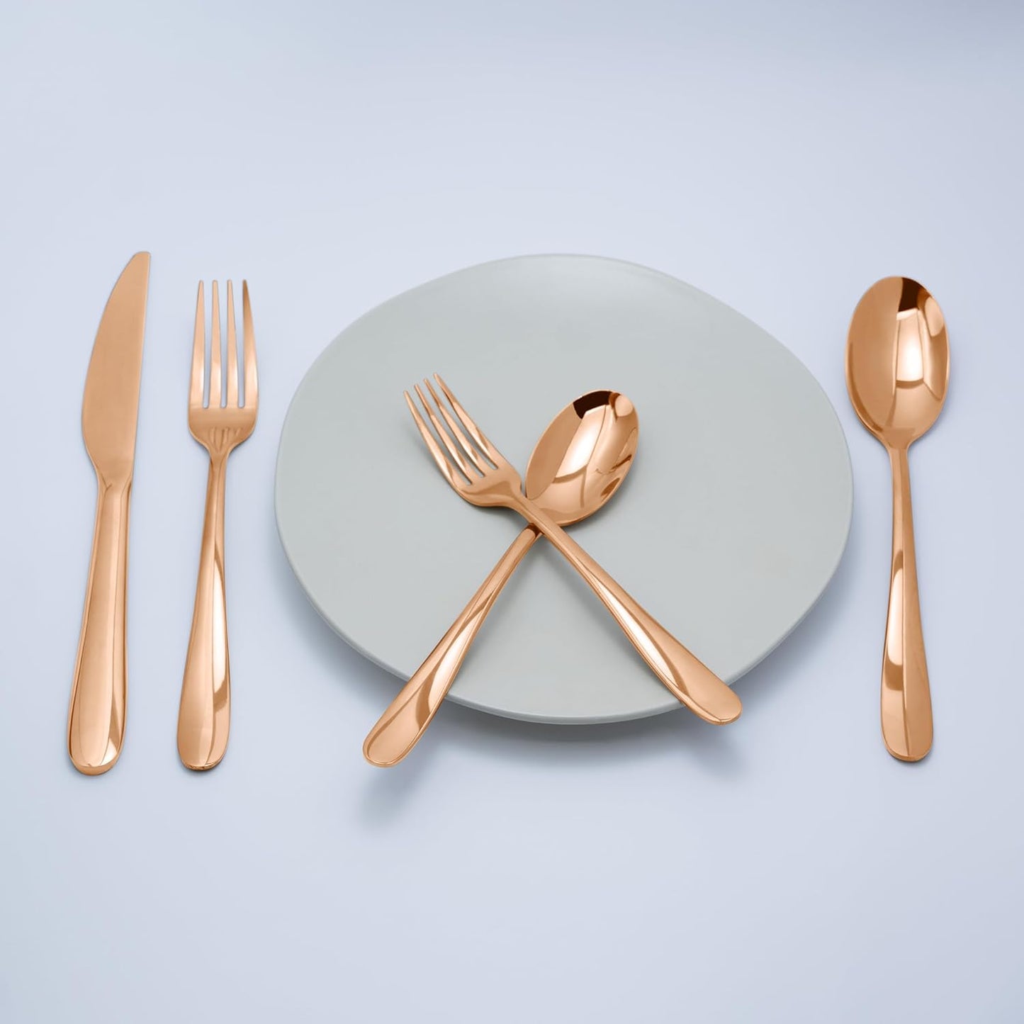 Silverware Set,20 Piece Stainless Steel Silverware Set For 4,Stainless Steel Flatware Set for Home, Kitchen, Mirror Polished&Dishwasher Safe (Simple style, Pink-Gold)