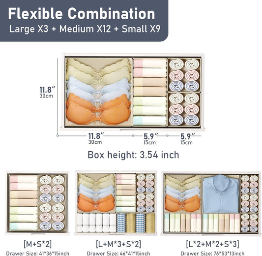 DIMJ Drawer Organizer Clothes Storage - 18 Pack Baby Dresser Organizer for Nursery, Foldable Closet Drawer Organizer Bins for Bedroom Organization, Fabric Storage Dividers for Socks, Underwears, Bras