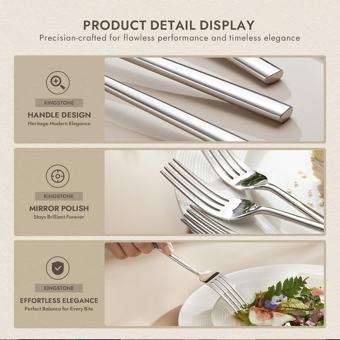 KINGSTONE Dinner Forks Set, 12-Piece Silverware Flatware Cutlery Dessert Forks (8.3-Inch), Forged Food-Grade Stainless Steel, Mirror Finish & Dishwasher Safe, Use for Kitchen, Home, Wedding, Party