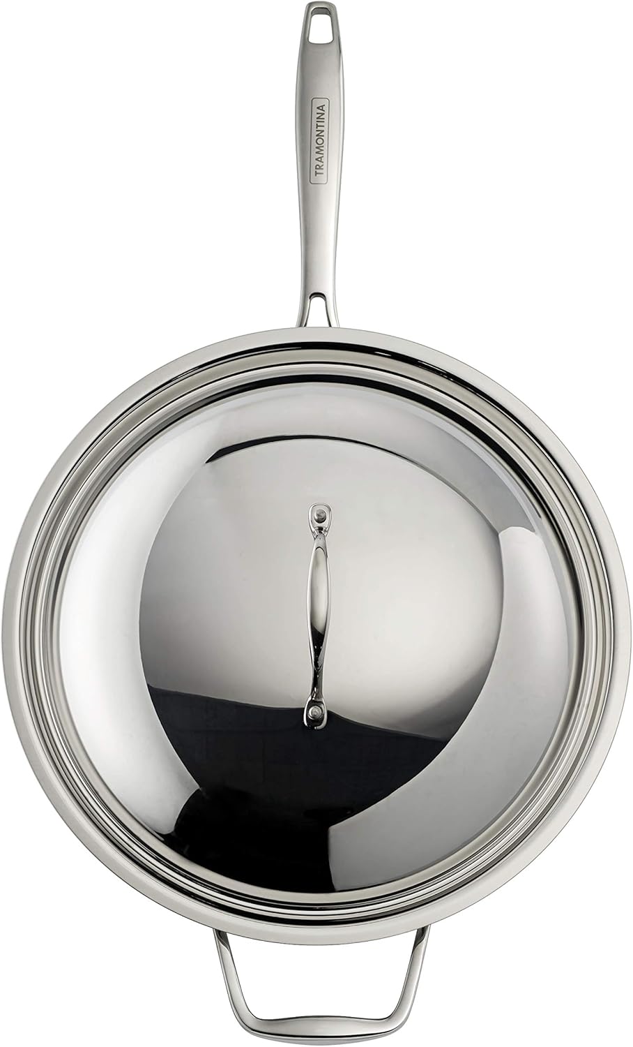 Tramontina Signature Tri-Ply Clad Stainless Steel 12.5-Inch Wok with lid, Induction-Ready, Dishwasher-Safe, NSF-Certified, Made in Brazil