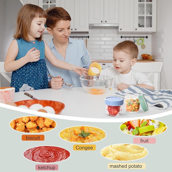 YUNCANG 6-Pack Glass Food Storage Jars 4 Oz Glass Food Canisters with Lid Microwave, Dishwasher & Freezer Safe