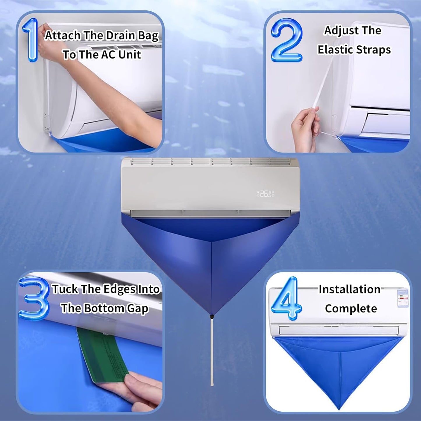 10 Pcs Split Air Conditioner Cleaning Kit with Waterproof Bag, HVAC Cleaning Tool Set for Home, Bathroom, Sink, Appliance, and Grout Cleaning