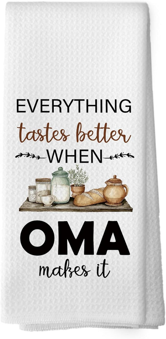 Oma Gifts Kitchen Dish Towels, Grandma Grandmother Gifts for Women from Grandsons Grandchildren, Watercolor Cooking Utensils Hand Towels Kitchen Tea Towels Decorations, 16x24inch