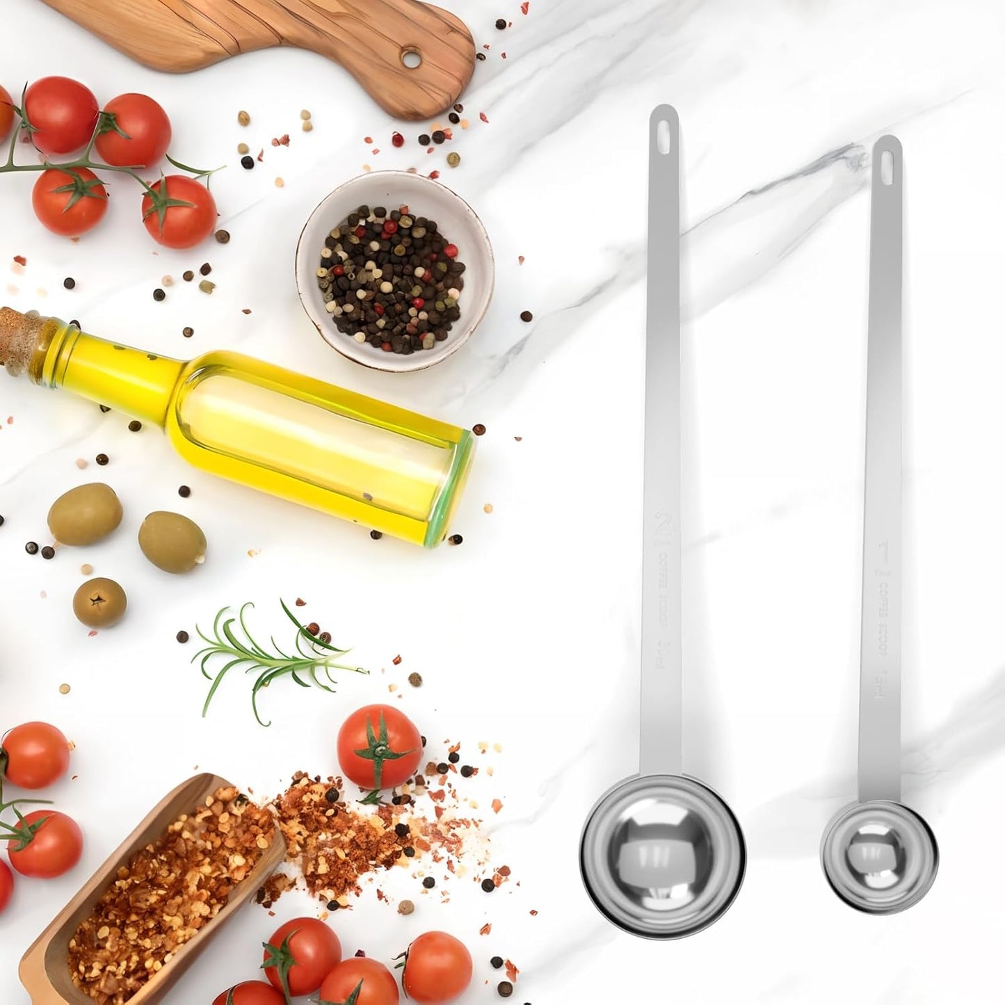 2PCS 1 Teaspoon Coffee Scoop, 9" Long Handle Measuring Spoon, 1tsp (5 ml) Stainless Steel Scooper