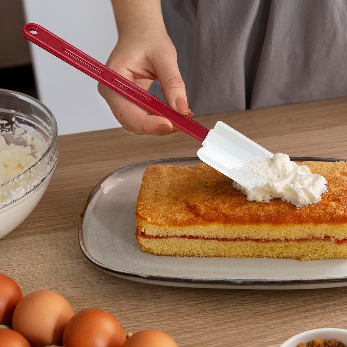 Commercial Silicone Baking Spatula Set of 2, 16-Inch Nonstick Silicone Rubber Spatulas, High-Temp Rubber Spatulas for Cooking, BPA-Free & Dishwasher Safe