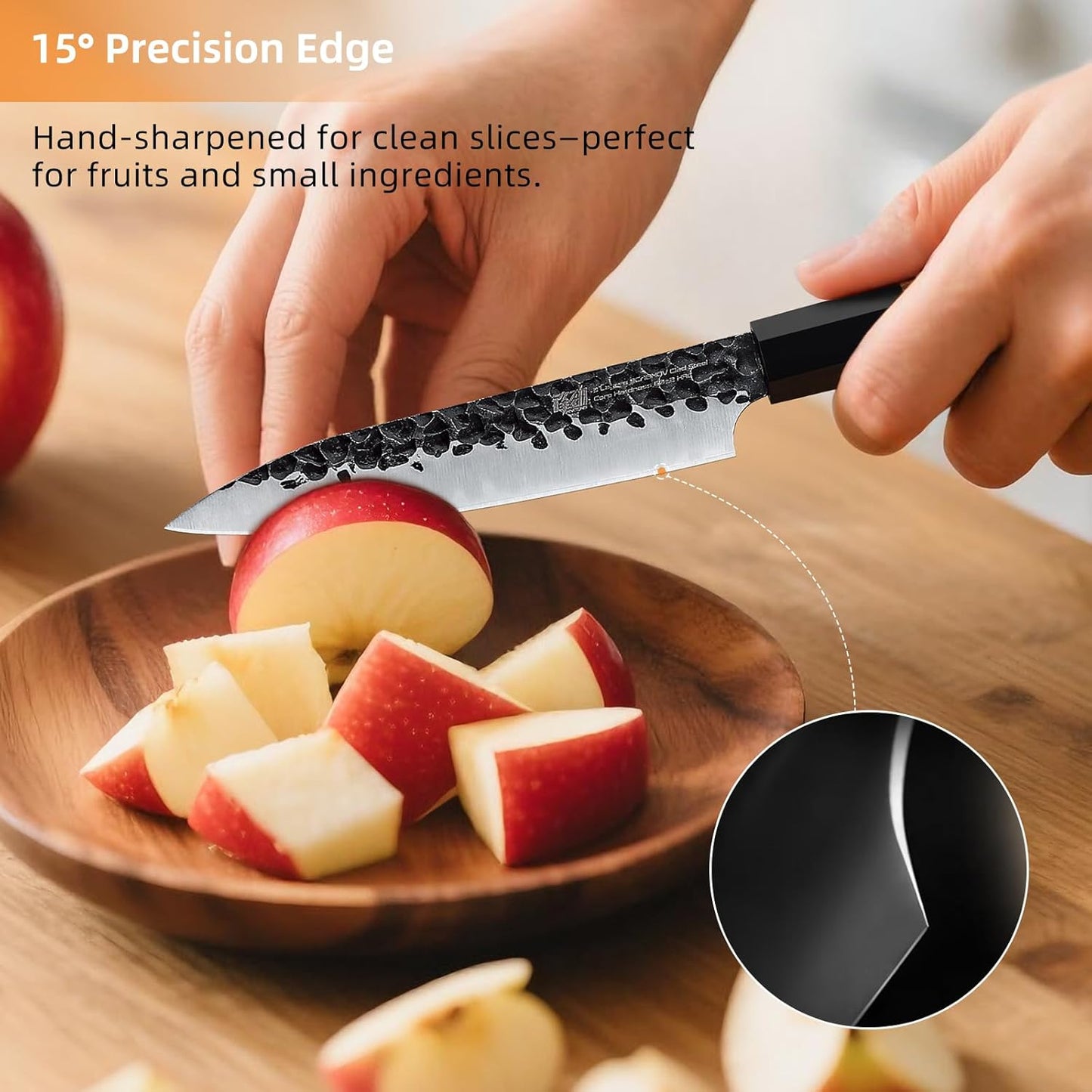 FINDKING Dynasty Series Kitchen Utility Knife, Multi-Purpose Japanese Paring Knife, 9Cr18MoV High Carbon Steel Blade, African Rosewood Octagonal Handle, Small, for Fruits Vegetables, 5 Inches