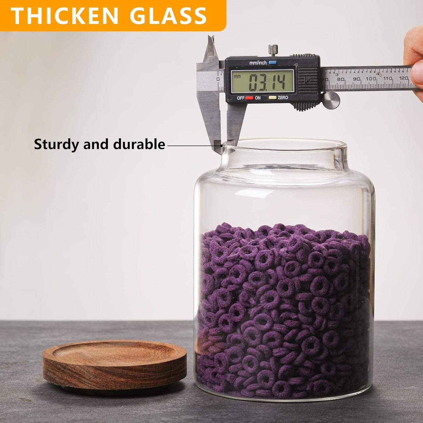 Glass Candy Jar with Lid Glass Sugar Containers Kitchen Canisters Pantry Food Storage Container for Cookies Coffee Bean Cereal Flour Cookies(40oz(1200ml)-1 pack)