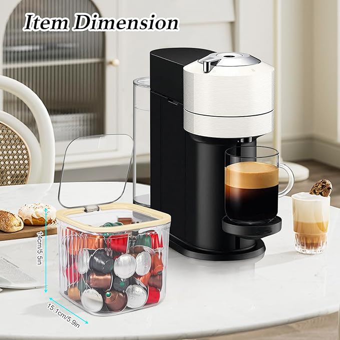 Clear Coffee Pod Holder with Lid, Coffee Pods Storage for Counter, Small Food Storage Organizer Bins, Clear Plastic Bins for Pantry, Kitchen, Cabinet Organization and Storage