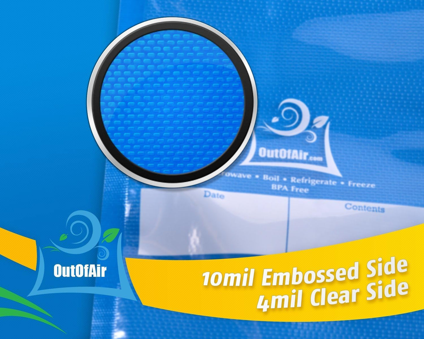 50 Gallon Size Zipper Vacuum Sealer Bags (11" x 16") OutOfAir Vacuum Seal Zip Bags, Works with FoodSaver & Other Savers, 33% Thicker BPA Free Commercial Grade Great for Snacks On The Go