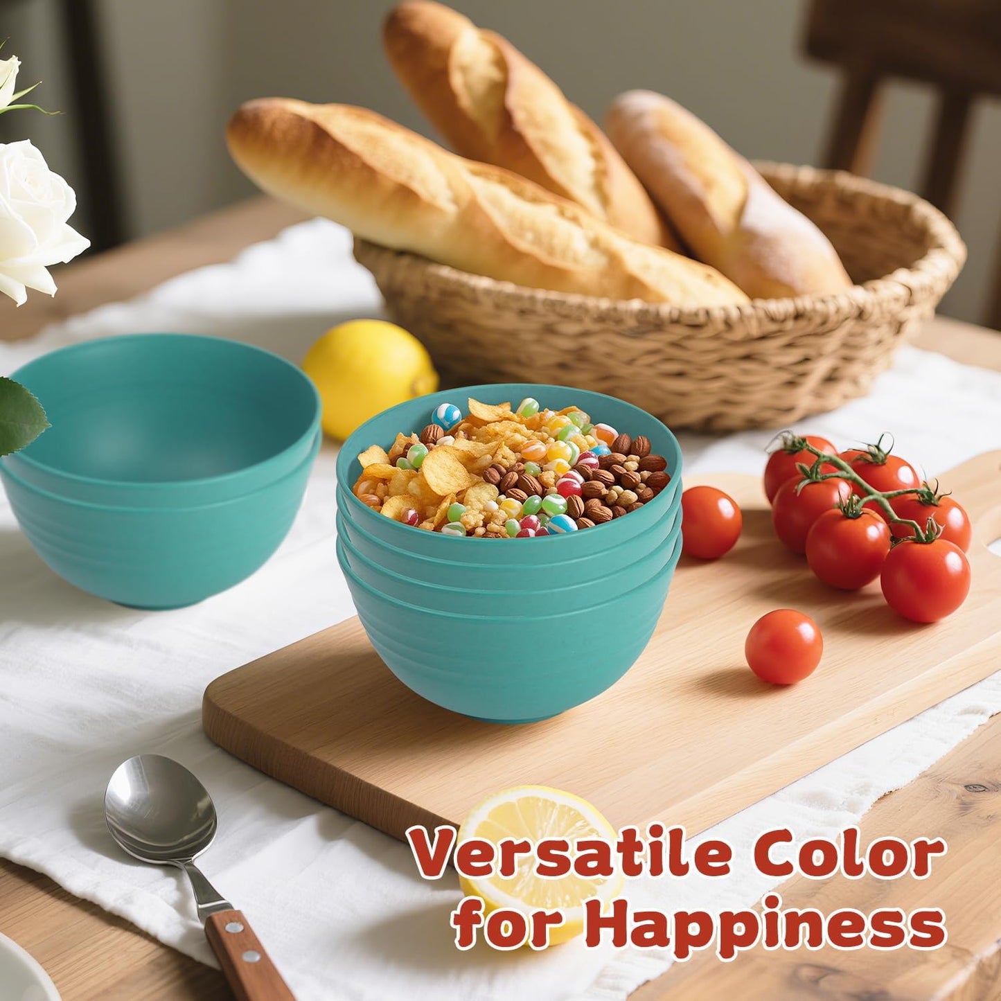 Wrova Small Wheat Straw Bowls Sets of 6,Dishwasher Safe and Microwave Safe Snack Bowls 10oz,Alternative Handy Plastic Bowls Reusable for Snack and Ice Cream.Green Series