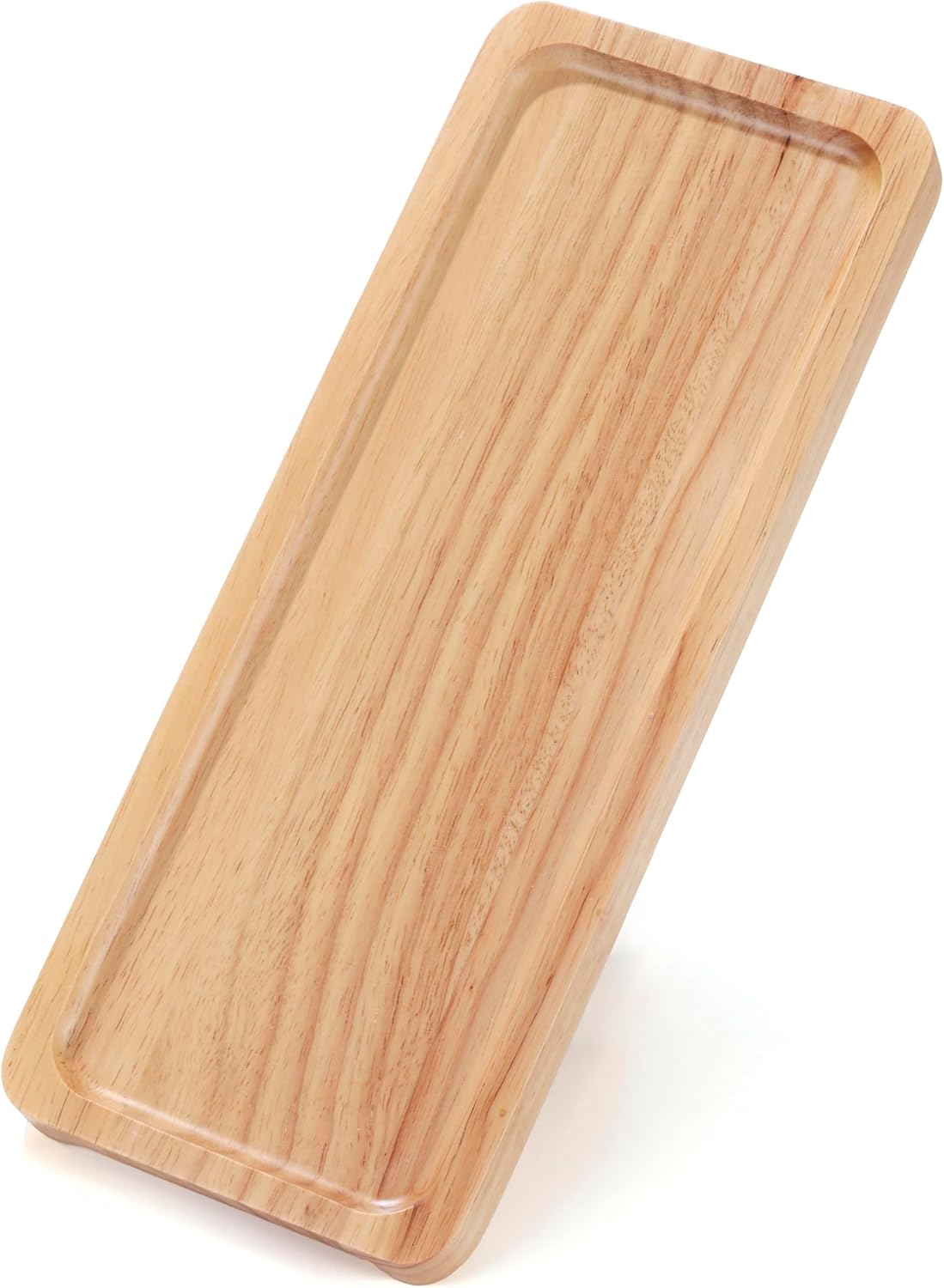 Rectangular Wooden Serving Tray, 13" x 5" with Side Handles, Natural Solid Wood Platter for Bread, Fruits, Snacks & Dessert, Modern Rustic Easy-to-Carry Tray for Home & Kitchen Use