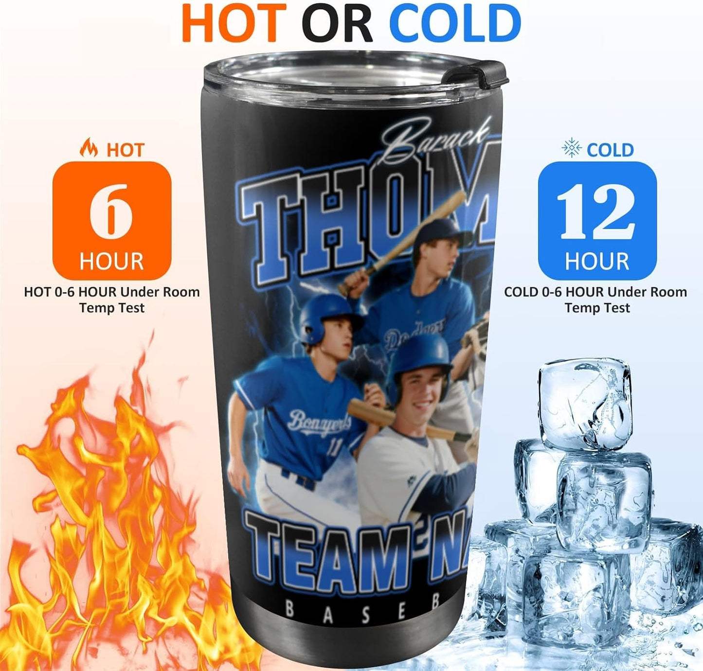 YESCUSTOM Personalized Tumbler With Photos For Baseball Lover Boyfriend Stainless Steel Travel Mug Insulated