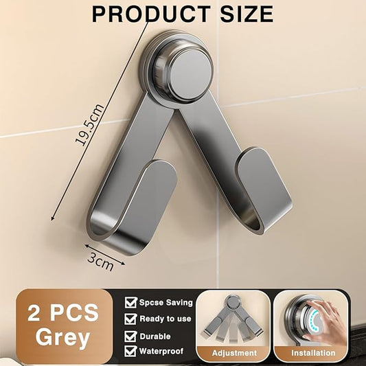 2 Pack Pot Lid Holder - Adjustable Wall-Mounted Pot Lid Organizer for cabinet with Suction Cup, Heavy Duty Multifunctional Hooks for Cutting Board, Pan (Gray)