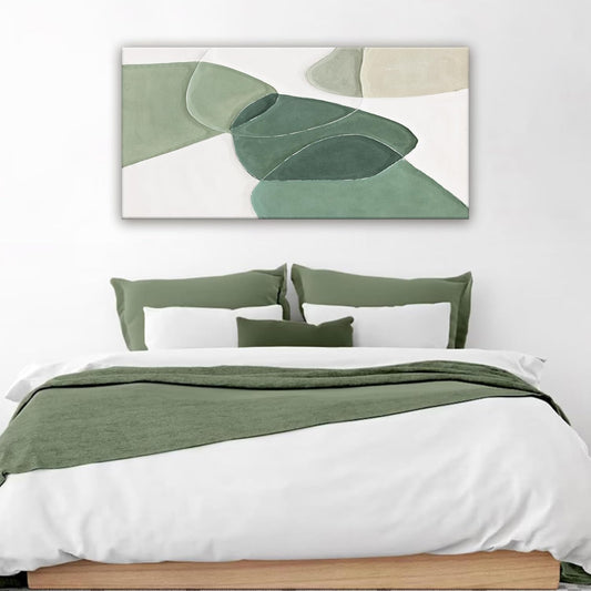 Canvas Wall Art Color Block Line Art Prints Green And White Geometric Color Block Art Painting Modern Artwork Decor For Living Room Bedroom Kitchen 24x48 In