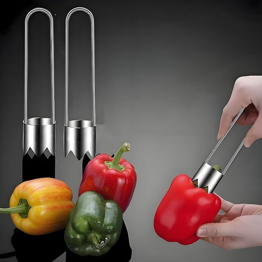Fruit and Vegetable Corer Pepper Seed Apple Remover Bell Pepper Tomato Corer Tool Stainless Steel Kitchen Gadget