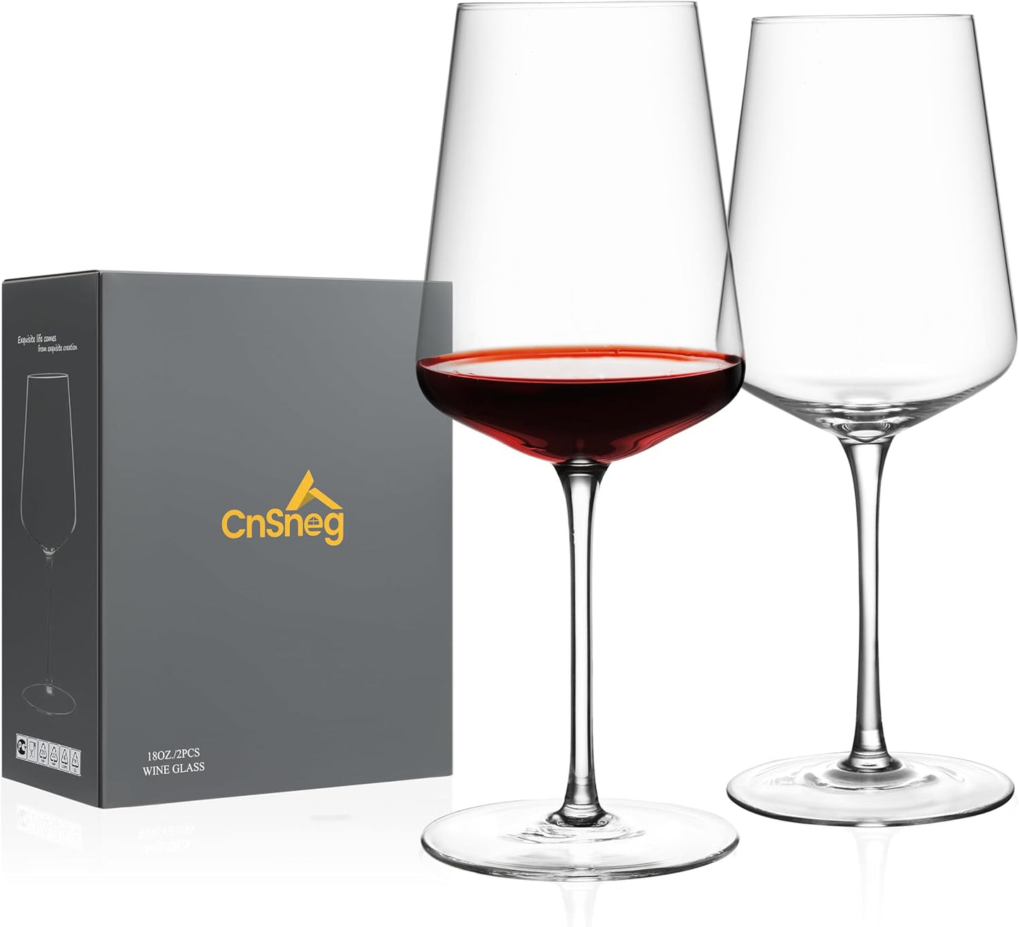 Wine Glasses Set of 2, Hand Blown Wine Glass 18 OZ, Premium Crystal White/Red Wine Glasses for Christmas, Wedding