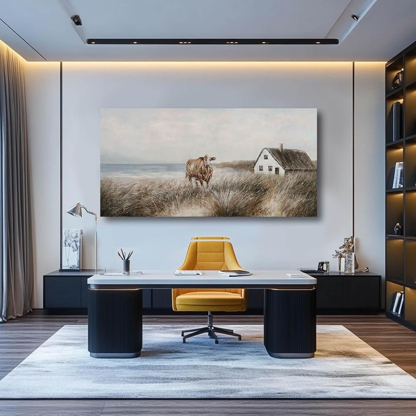 CHUDANHAO Farmhouse Wall Art Living Room Large Wall Decor Art for Women Office Wall Pictures Brown Wall Art Canvas Paintings 29"x58"