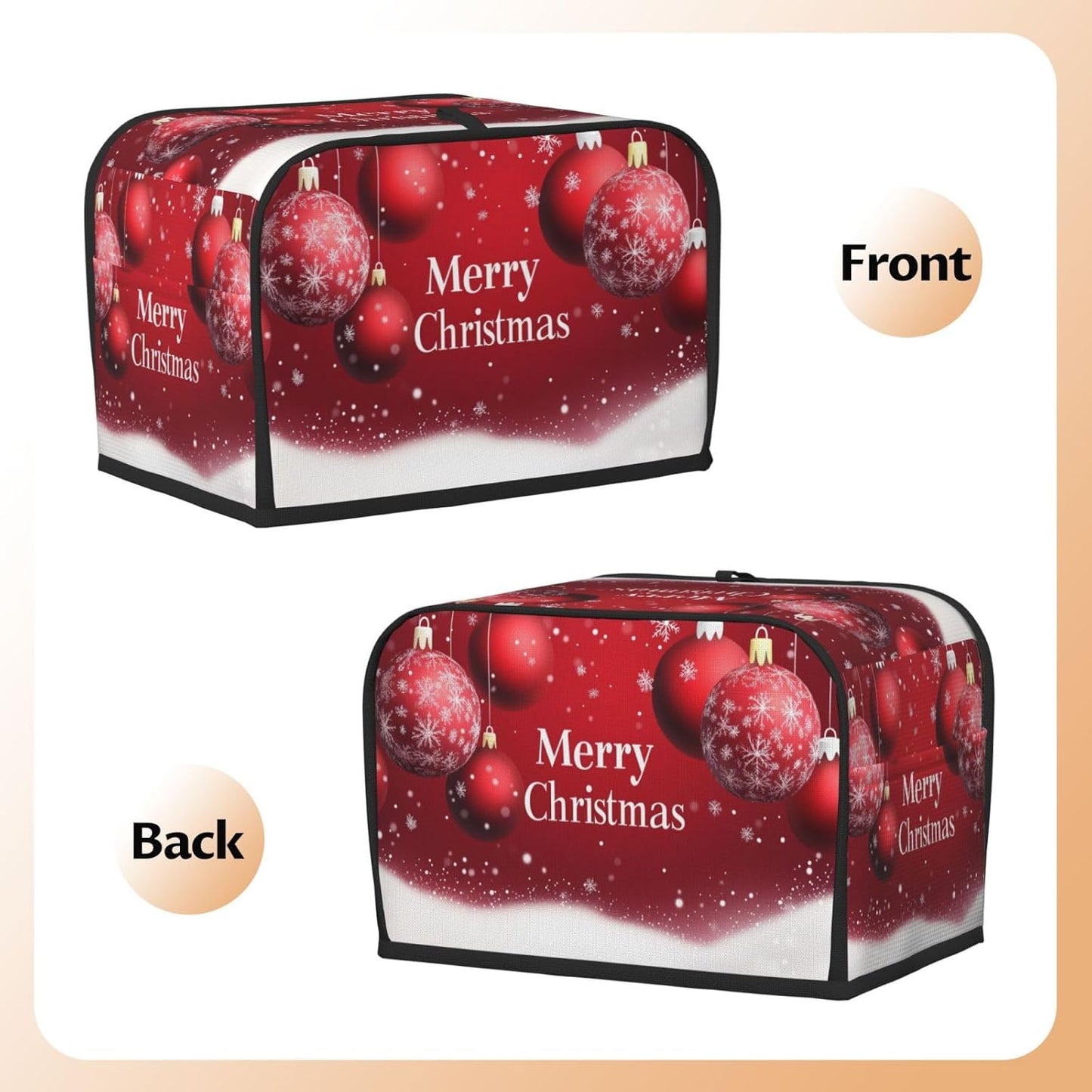 Toaster Cover 2 Slice Red Ball Christmas Pattern Kitchen Small Appliance Covers with Pockets Dust and Fingerprint Protection