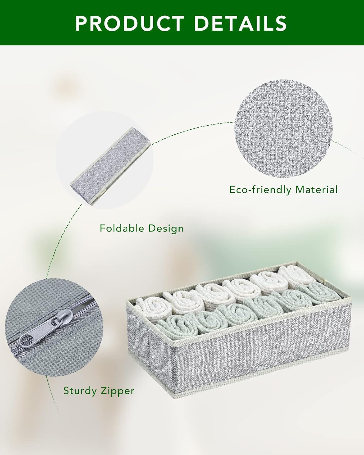 DIMJ Drawer Organizer Clothes Storage - 16 Pack Baby Dresser Organizer for Nursery, Foldable Drawer Dividers for Bedroom Closet Organization, Fabric Storage Bins for Socks, Underwears, Bras