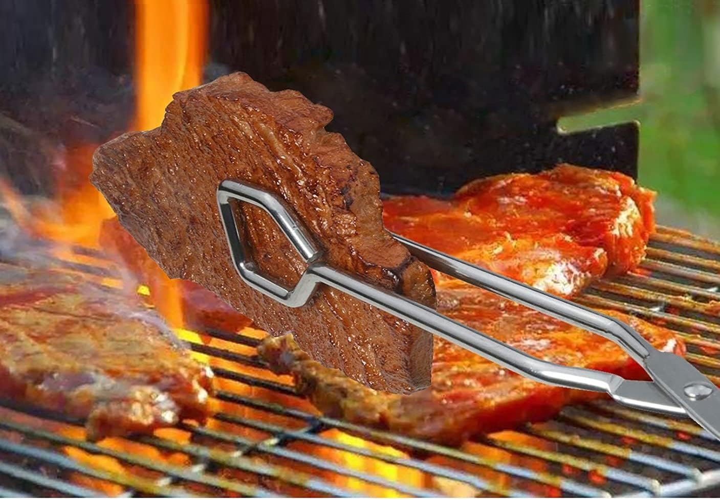 Food Tongs, Feeyei Heavy Duty Stainless Steel Kitchen Tongs for Cooking, Barbecue, Serving Scissors Tongs 10 Inches 2 packs (Red)