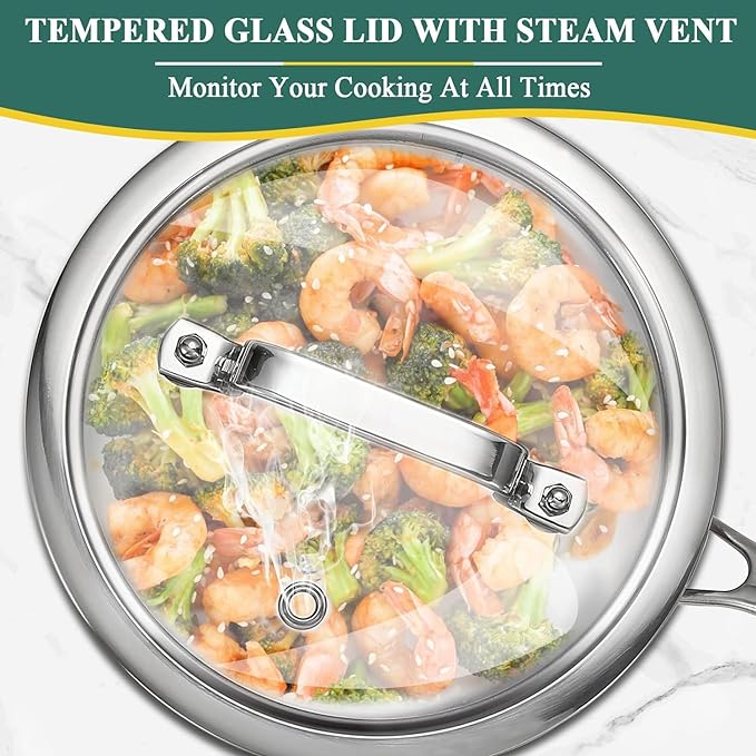 DELARLO Tri-Ply Stainless Steel 1 Quart Saucepan with Lid, Compatible With All Stove 600℉, Small Pots for Cooking, Fast Even Heats, Stainless Pot 1QT, Durable Sauce Pot, Saucepan with Lid