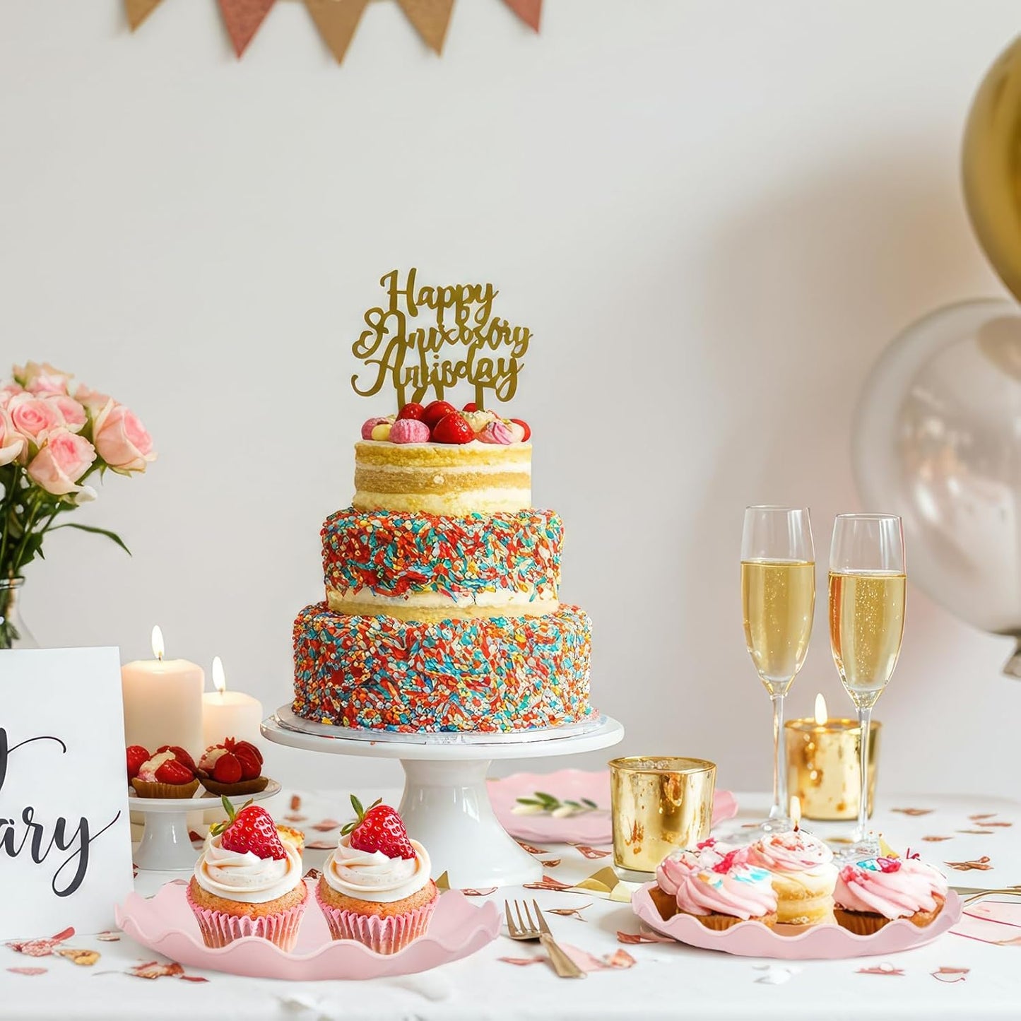 LIYH 50 Pcs Pink Plastic Plates Reusable - Durable and Dishwasher Safe Baby Shower Plates Wavy Daisy Plastic Flower Plate for Party Wedding Birthday Picnics BPA Free (25Guests)