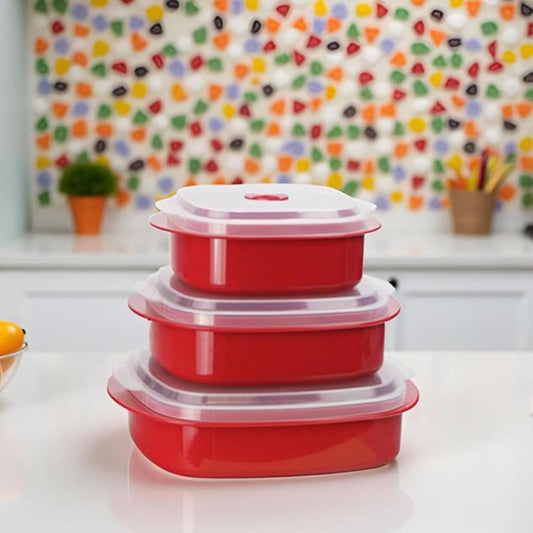 Reston Lloyd Nesting Microwave Containers, Set of 3, Adjustable Steam Vents, Airtight, Meal Prep, Durable BPA-Free Plastic- Freezer & Dishwasher Safe, Cookware & Food Storage, Anyday Cookware, Azure