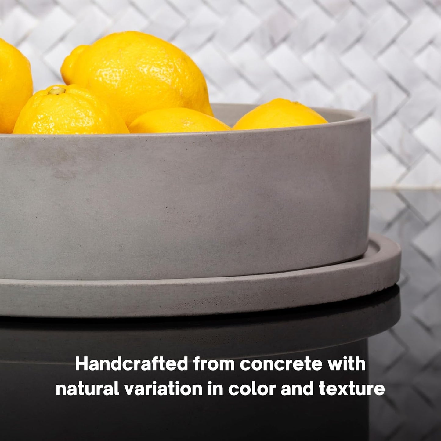 Simon Brothers Concrete Fruit Bowl with Tray for Kitchen Counter - Large Decorative Bowl for Home Decor - Modern Key Bowl for Entryway Table - Minimalist Decor for Coffee Table