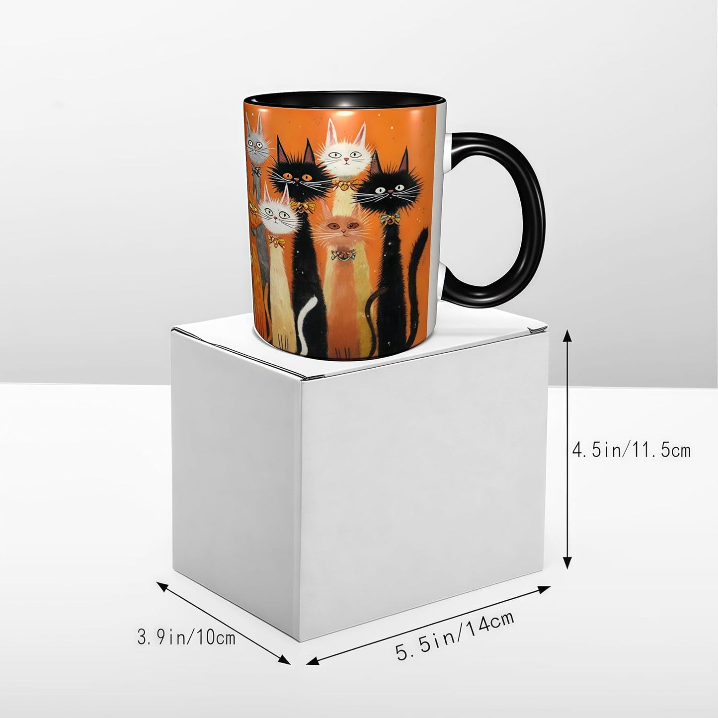 FyLybois Cat Coffee Mug Ceramic Coffee Cup with Handle Microwave Safe for Home or Office Gifts for Women and Men