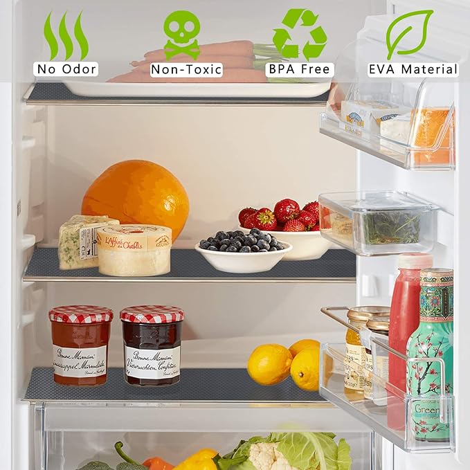 HooTown Shelf Liner Kitchen Cabinet Drawer Mats 11.8 Inch Wide x 19.6 Feet Long, Non Adhesive EVA Plastic Washable Waterproof Protectors Pad for Pantry Closet, Cupboard, Gray