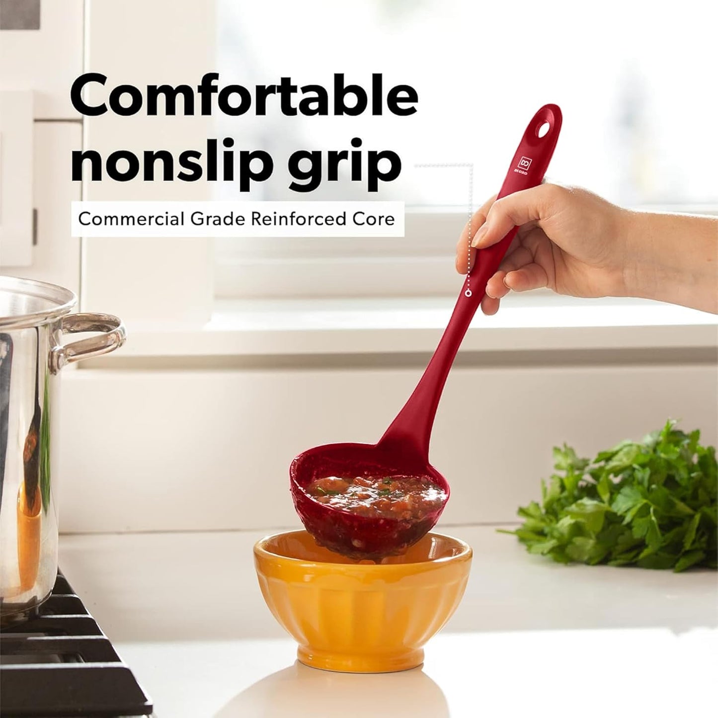 DI ORO Seamless Series 3-Piece Spoon/Ladle Set (RED)