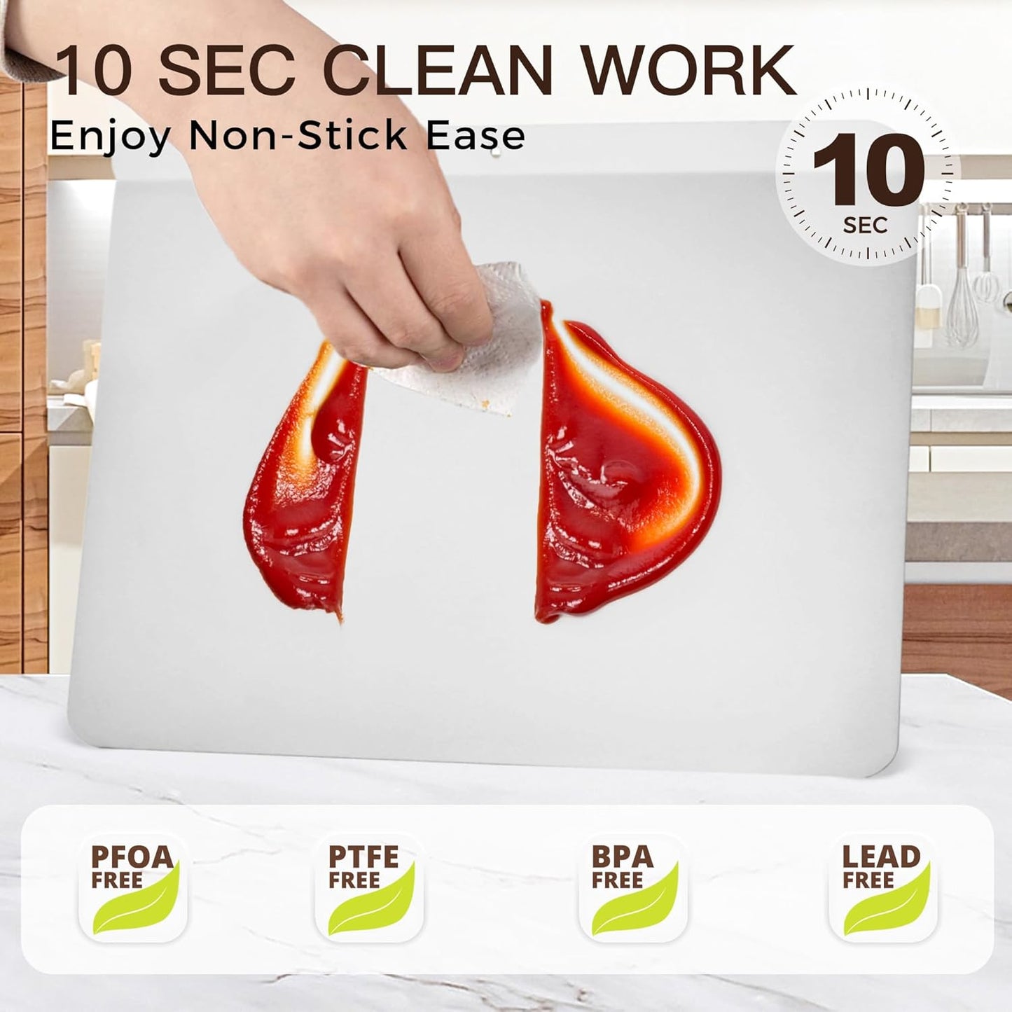 HONGBAKE 2 Pieces Large Flat Cookie Sheet No Edges, Nonstick Insulated Baking Pan, Commercial Oven Trays for Cooking, 16" X 14", Grey