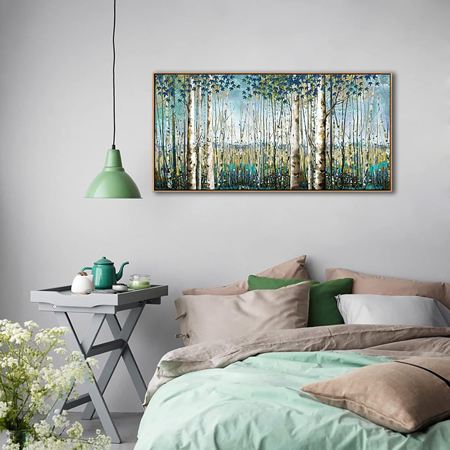Nature Wall Art Forest Art Canvas Wall Decor Green Tree Canvas Print Artwork Decor for Living Room Landscape Pictures for Bedroom Home Office Decorations 20×40IN