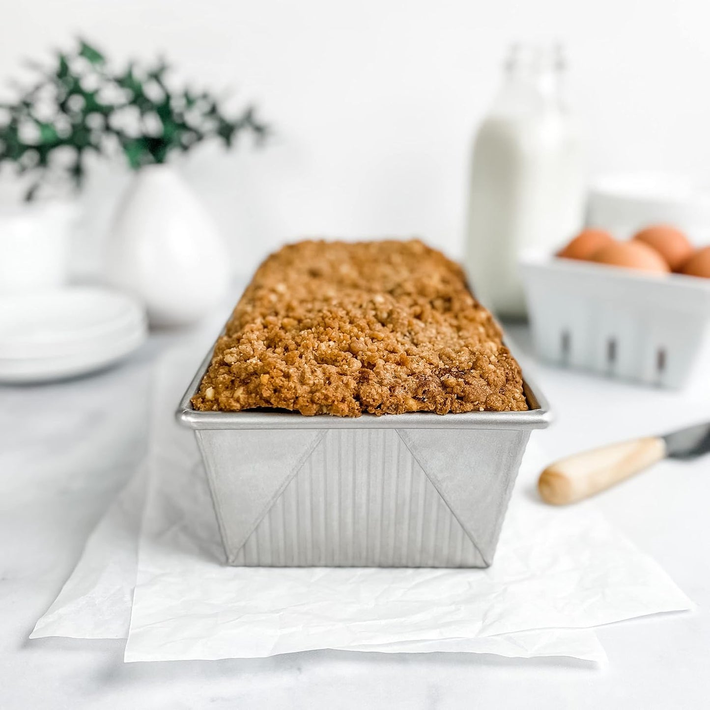 USA Pan Bakeware Aluminzed Steel 5-Piece Set Half, Cookie Sheet, Loaf, Square, Round Cake Pan