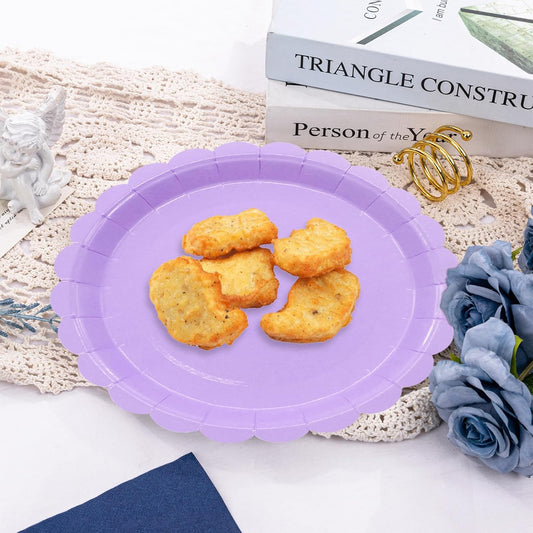 50Pcs Light Purple Paper Plates Purple Party Supplies 9 Inch Disposable Dessert Plates Birthday Party Plates for Tea Party Baby Shower Wedding Graduation Picnic BBQ