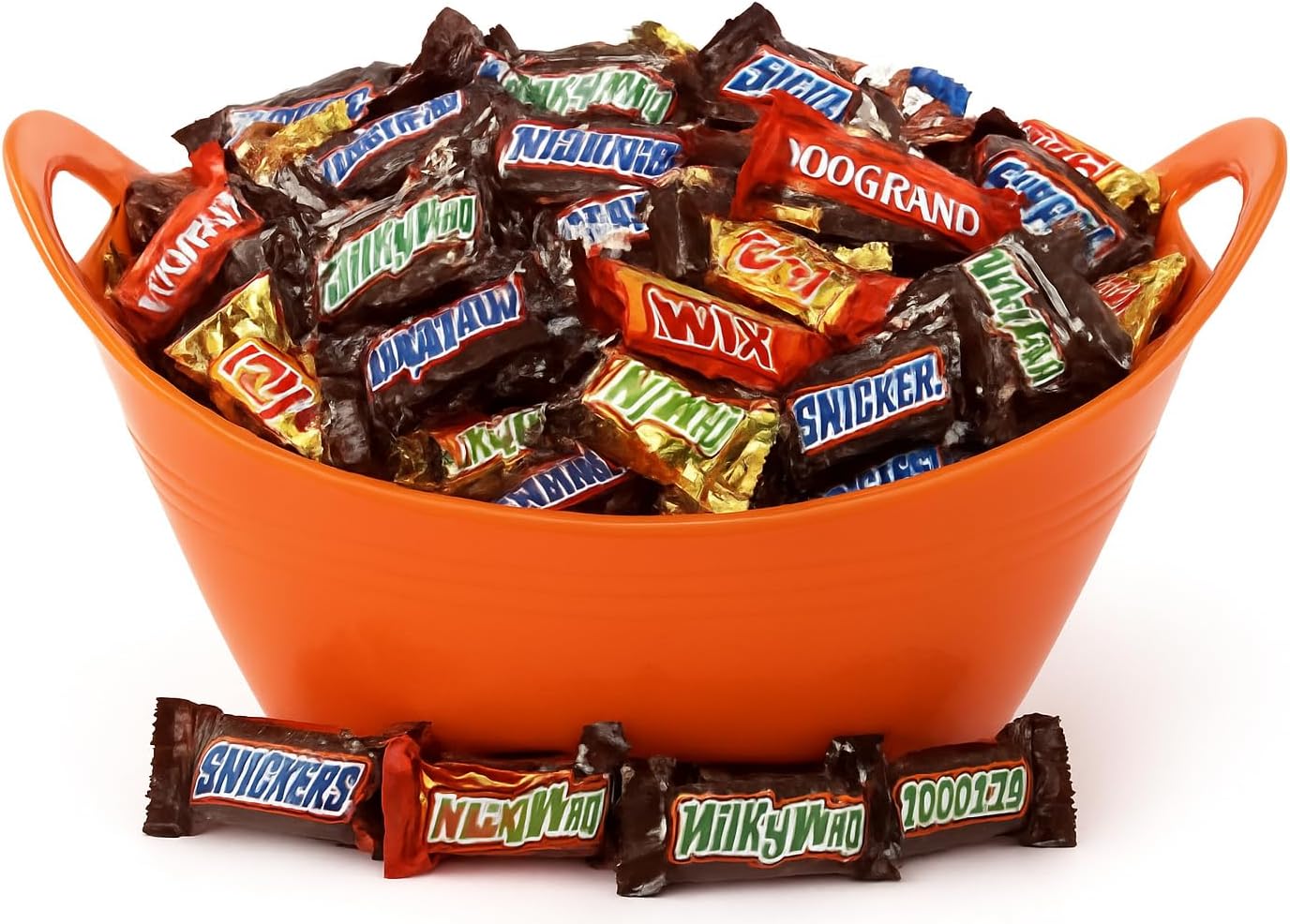 Mintra Home Plastic Bowls with Handles – Ideal for Popcorn, Cereals, Snacks, Kitchen Use & Halloween Trick or Treats Candies – Durable, Lightweight, Dishwasher Friendly – Orange, 11.25W x 5H (2 Pack)