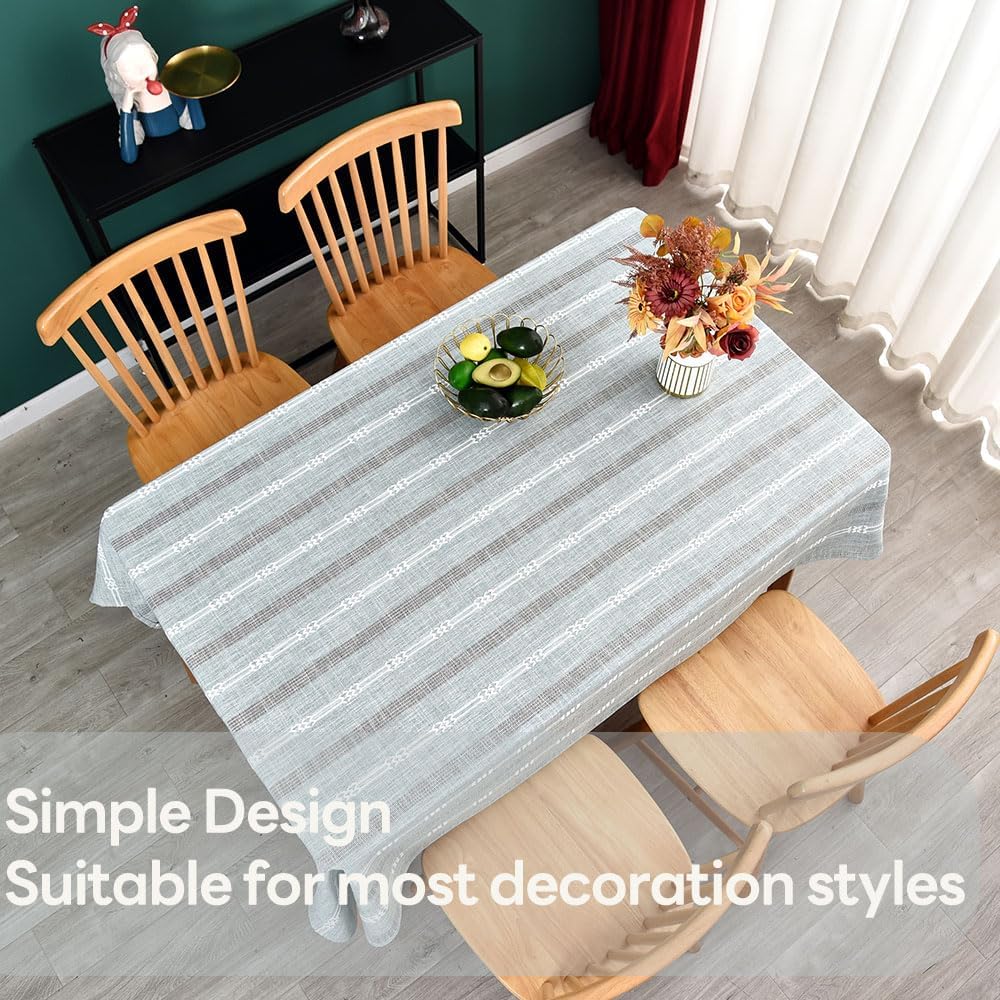 Heavy Duty Cotton Table Cloth for Rectangle Table Gray Rectangular Farmhouse Vintage Tablecloth Washable Rustic Table Cover (Gray, Rectangle, 52''x 86'', 6-8 Seats)