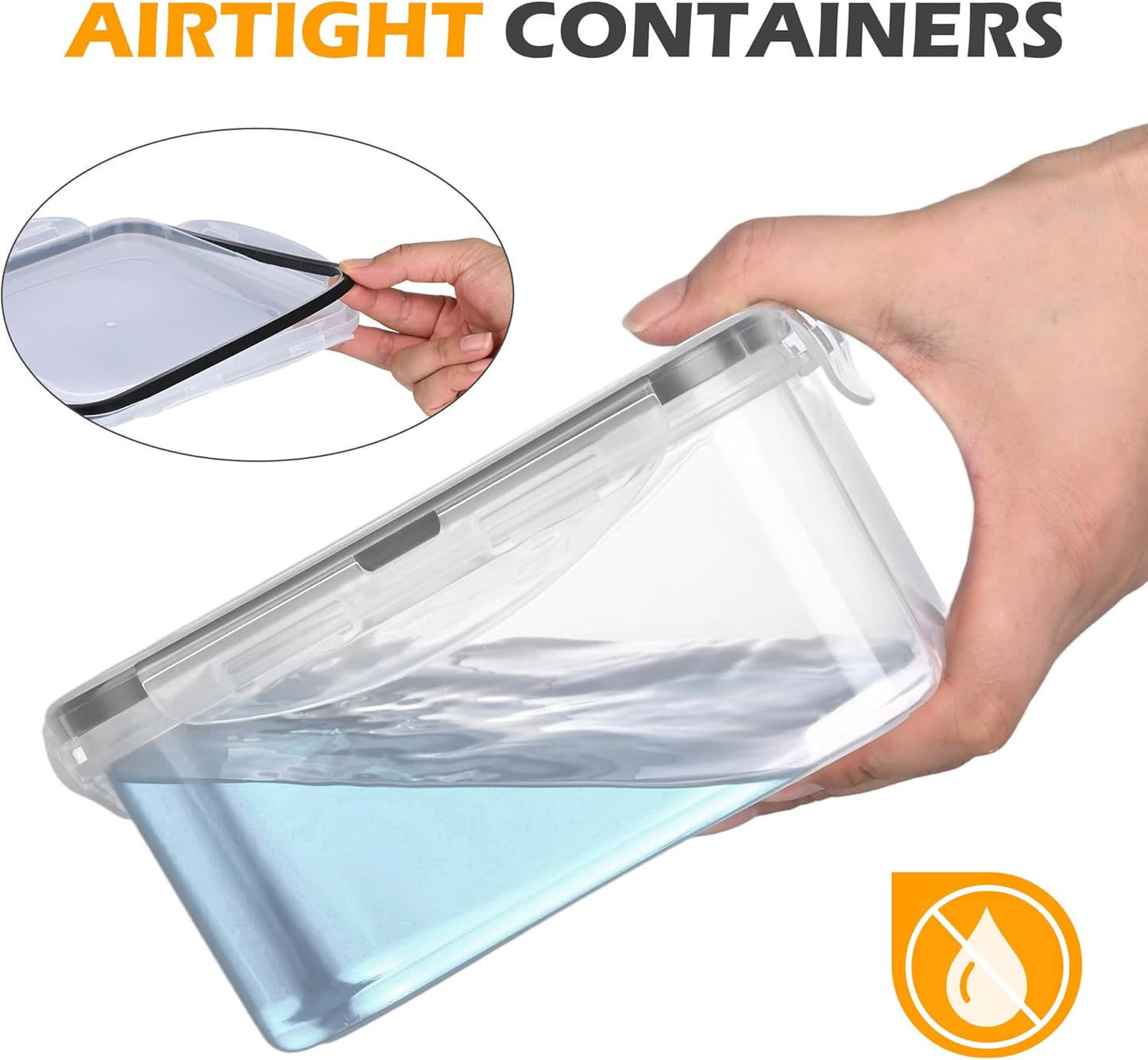 5pc Food Storage Containers with Lids, Airtight Leakproof BPA Free Plastic Meal Prep Boxes, Stackable Nesting Kitchen Containers, Reusable Freezer Dishwasher Safe for Snacks, Fruit & Leftovers